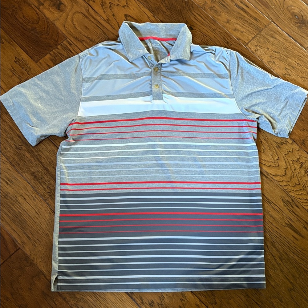 Men’s Nike Golf Gray and Red Striped Polo Shirt